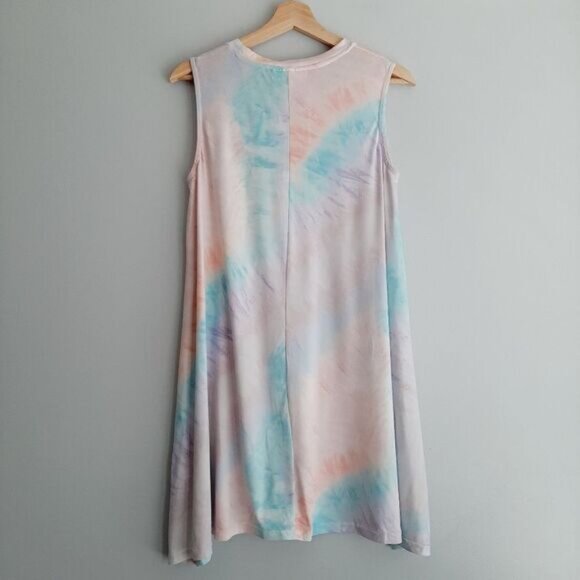 KIWI + PUNCH / Tie-Dye T-Shirt Mini Dress Crewneck Rainbow Sz M - Picture 7 of 10